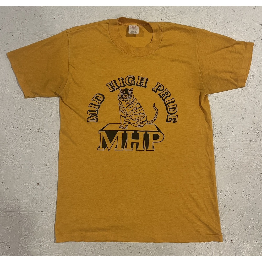 Vintage 1981 Stedman Mizzou Missouri Tigers Mid High Pride Shirt Mens M‎ Yellow